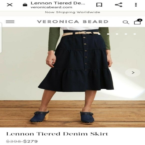 NEW Veronica Beard Lennon Tiered Denim Jean Skirt Size 14 SOLD OUT ONLINE - Picture 13 of 16